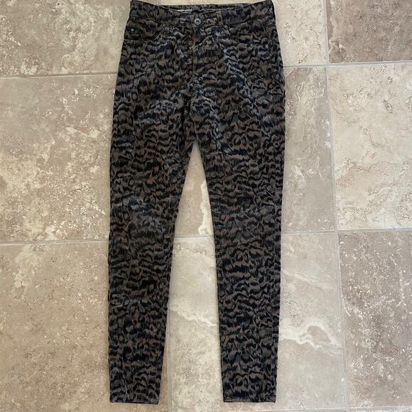 AG Adriano Goldschmied Farrah Velvet Animal Print Skinny Ankle Jeans SZ27R - Picture 4 of 13